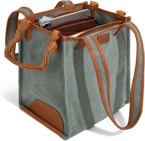 Montana West x Lee Canvas Tote Bag for Women Square Shoulder Handbag with Multiple Pockets for Work