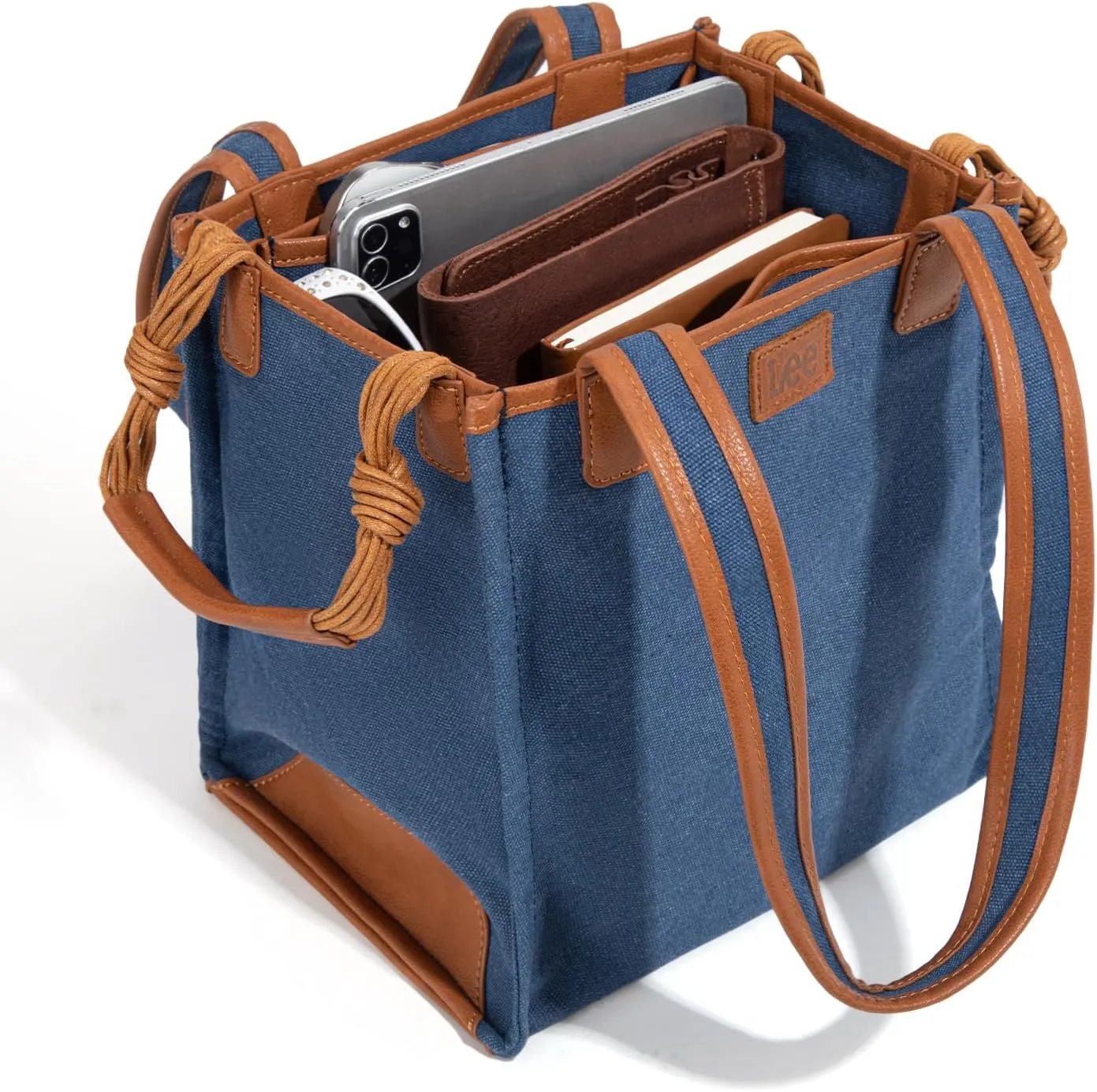 Montana West x Lee Canvas Tote Bag for Women Square Shoulder Handbag with Multiple Pockets for Work