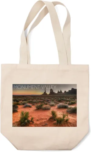Monument Valley, Utah, Totem Pole After Sunrise (100% Cotton Canvas Reusable Tote Bag)