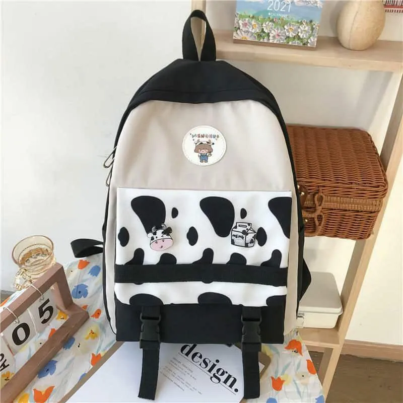 Moo Cow Large Canvas Backpacks – Women Travel Shoulder Bag Casual College Style Girls Backpack #111
