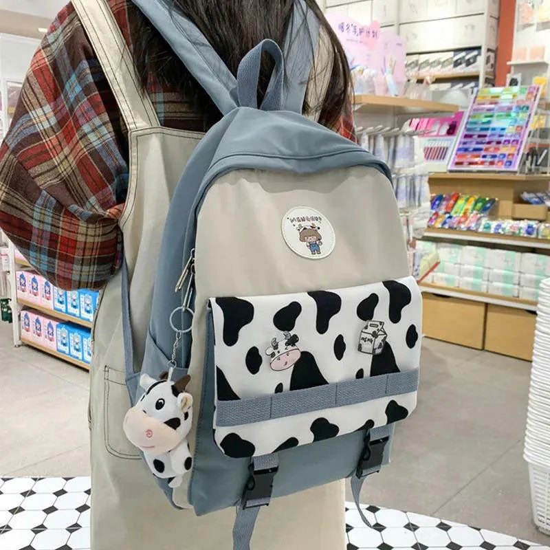 Moo Cow Large Canvas Backpacks – Women Travel Shoulder Bag Casual College Style Girls Backpack #111