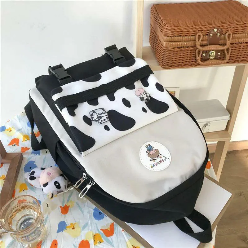 Moo Cow Large Canvas Backpacks – Women Travel Shoulder Bag Casual College Style Girls Backpack #111