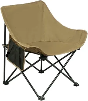 Moon Chair Camping Outdoor Folding Portable 600D Oxford Cloth Recliner Fishing Stool Beach Picnic Table Chairs(Khaki)