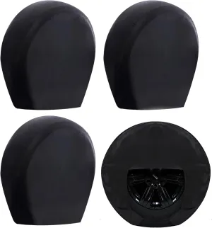 Moonet Tire Covers for RV Wheel (4 Pack Black), Oxford Waterproof UV Sun Protectors for Truck Motorhome Boat Trailer Camper Van SUV, for Diameter 27"-29" Black
