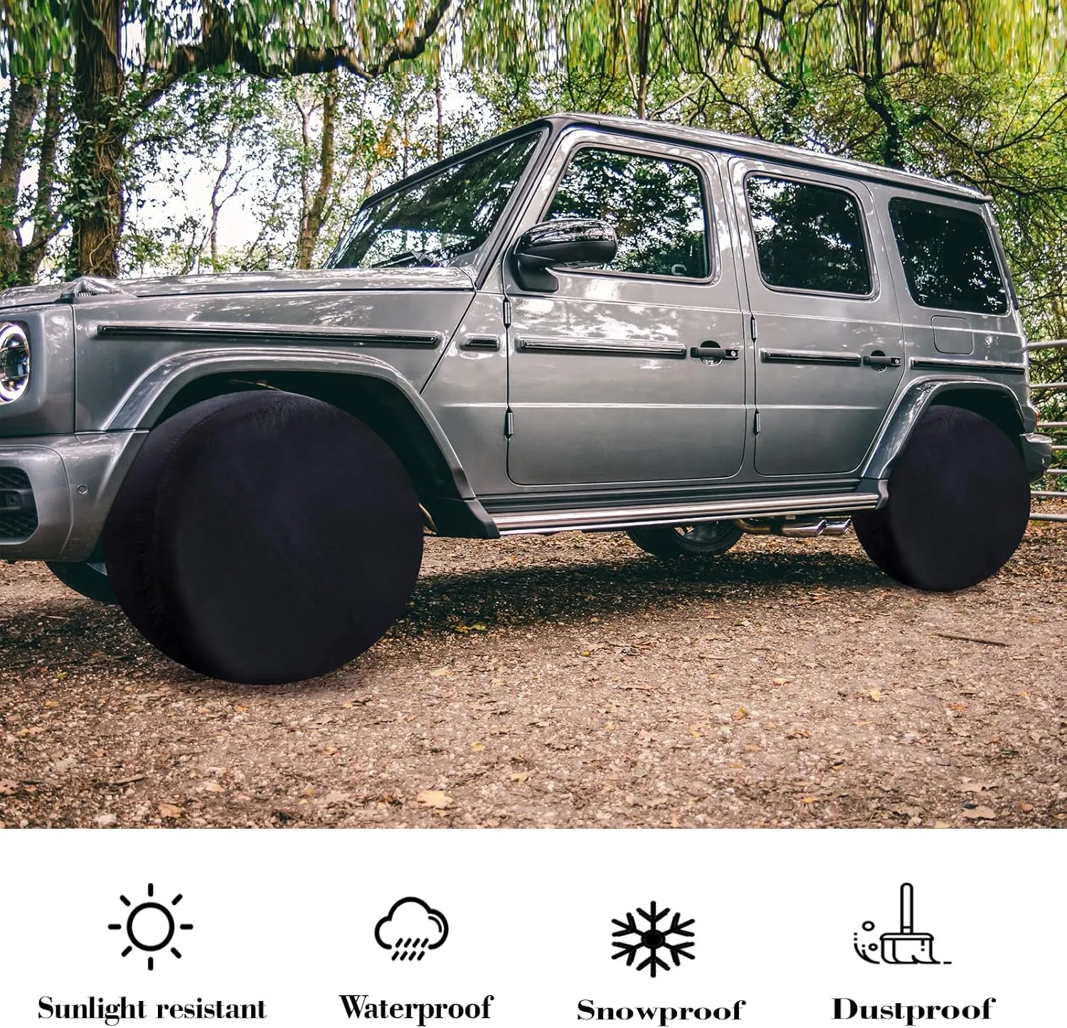 Moonet Tire Covers for RV Wheel (4 Pack Black), Oxford Waterproof UV Sun Protectors for Truck Motorhome Boat Trailer Camper Van SUV, for Diameter 27"-29" Black