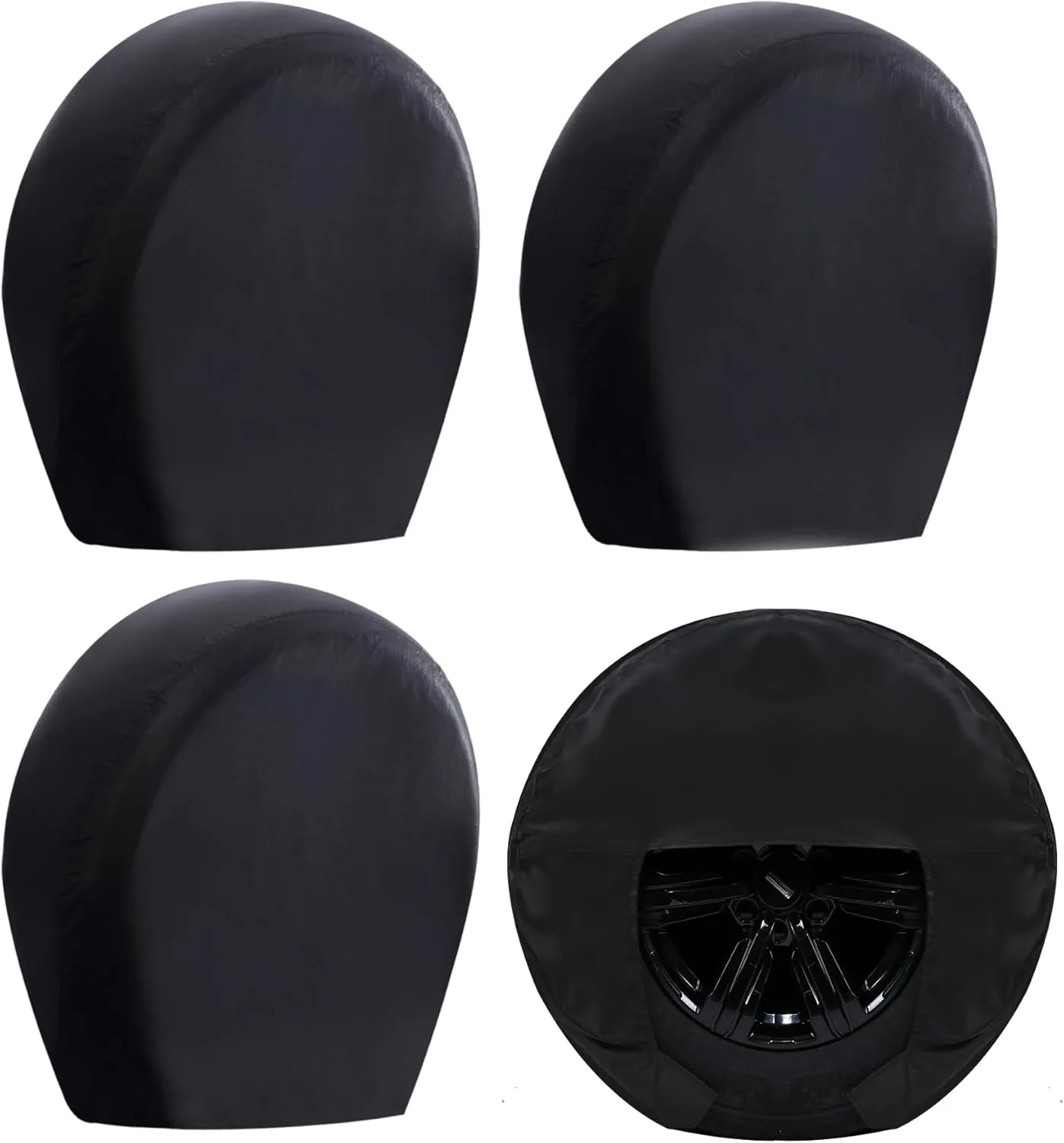 Moonet Tire Covers for RV Wheel (4 Pack Black), Oxford Waterproof UV Sun Protectors for Truck Motorhome Boat Trailer Camper Van SUV, for Diameter 27"-29" Black
