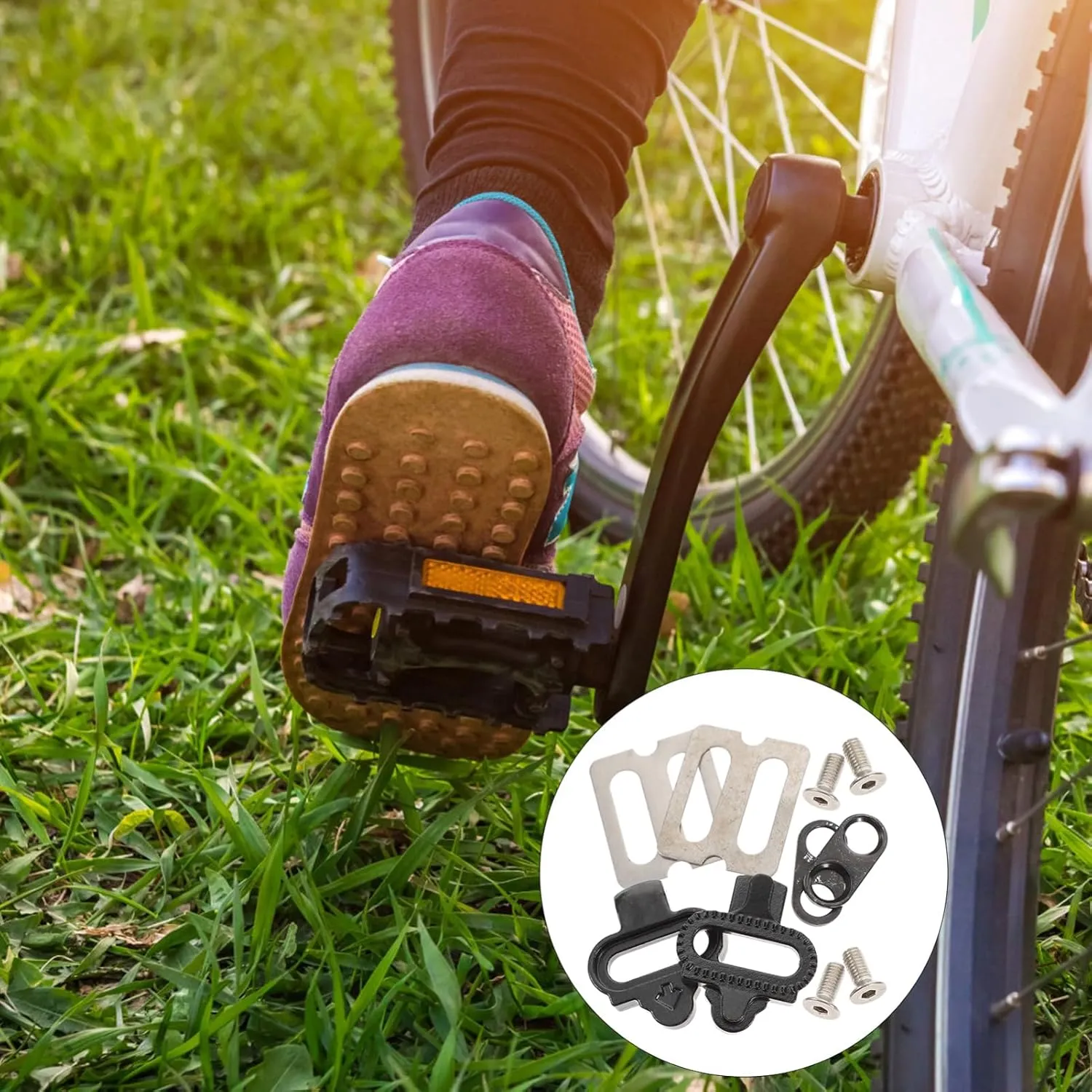 Mountain Bike Pedal Cleats for Efficient Performance Durable Cycling Accessories Easy Install Self