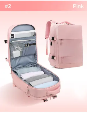 Multi-Compartment Travel Backpack with Shoe Storage and Wet-Dry Separation (Pink)31cm(L)*17cm(W)*42cm(H)