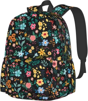 Multi Flowers Waterproof Backpack Adjustable Shoulder Straps Bag Large Capacity Casual Daypack Bookbag For Travel Work