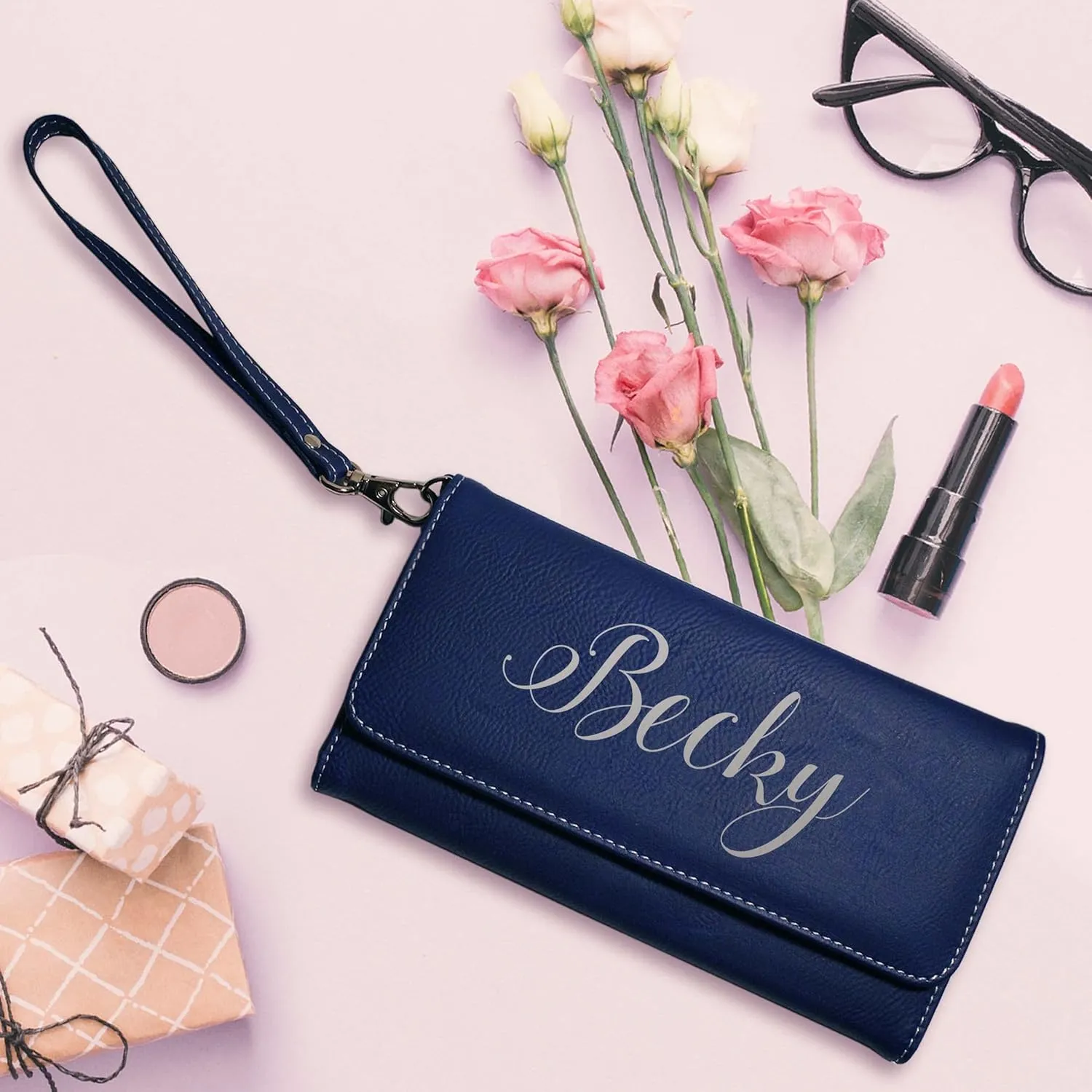 My Personal Memories, Personalized Women's Wristlet Wallet Clutch Purse with Removable Strap that Fits Keys, Phone and more