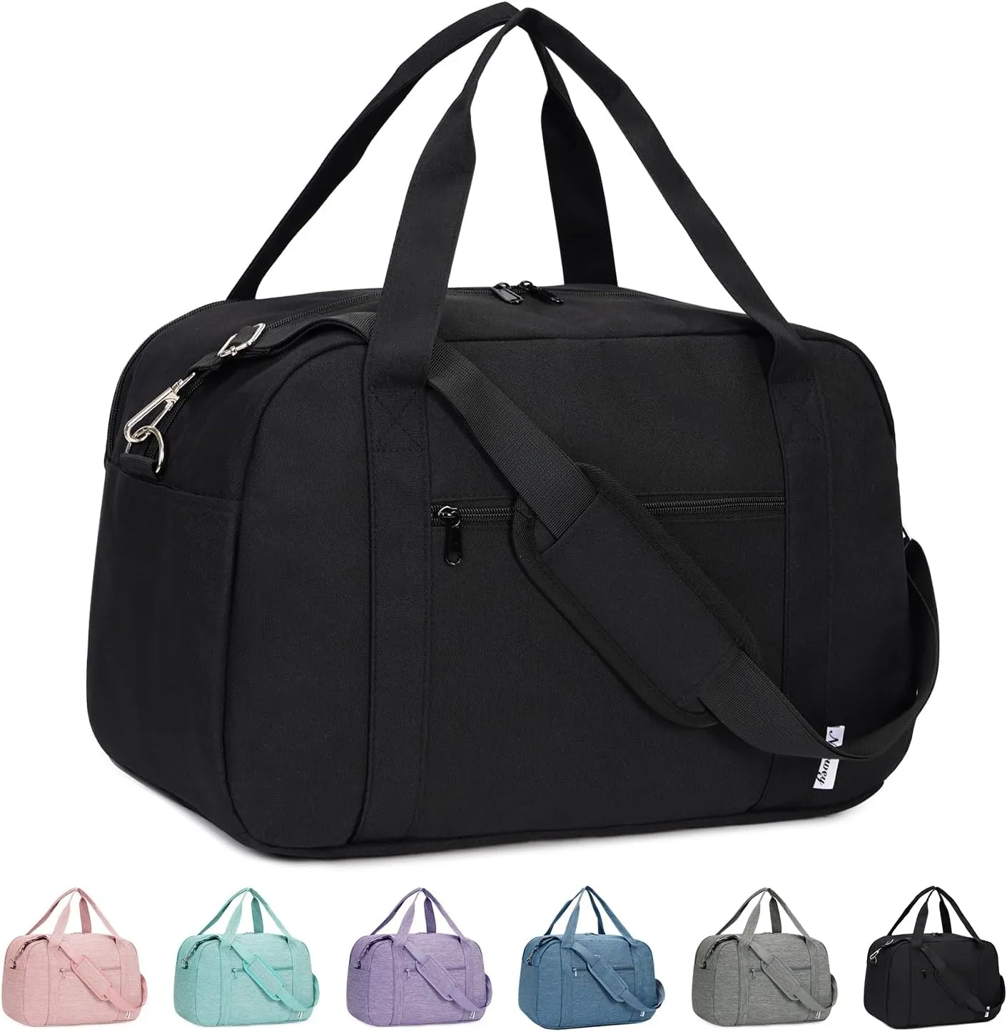 Narwey 18" Carry on Bag with Laptop Compartment 15.6 Inch Travel Duffel Bag for Spirit Airlines Personal Item Bag Overnight Weekender Bag with Wet Pocket for Women and Men (Black)