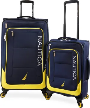 NAUTICA Helios 2pc Softside Luggage Set, Navy Yellow