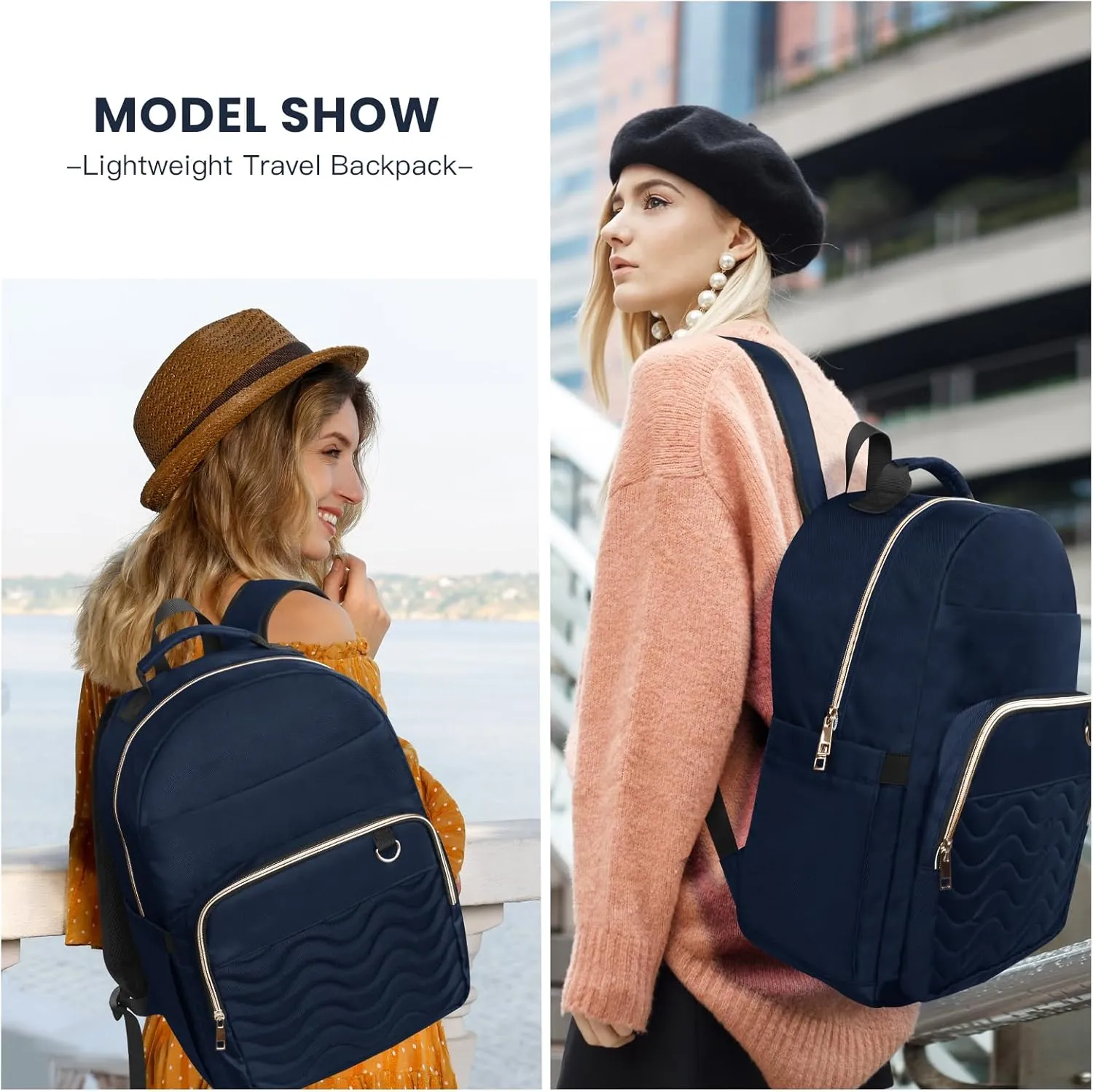 Navy Blue Backpack for Women,Backpack with Laptop Compartment,School Bag for Teens Girls, Travel Backpack Carry On, Nurse Teacher Computer Backpack, Water Resistant Daypack for College