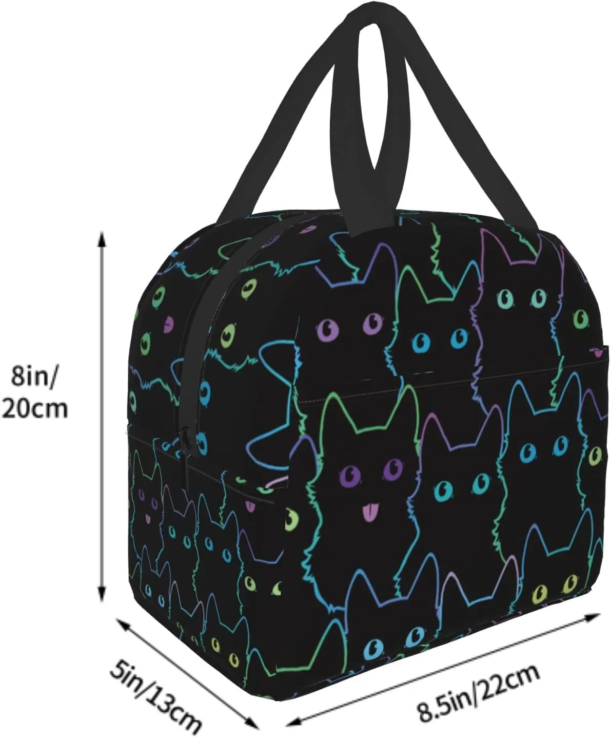 Nerxy Cat Lunch Bag Cute Leakproof Cooler Lunch Box Colorful Cat Silhouettes Insulated Meal Tote Kit Lunch Containers For School Office Picnic For Kids Adults Children,8.5x8x5 In(catLB230406)