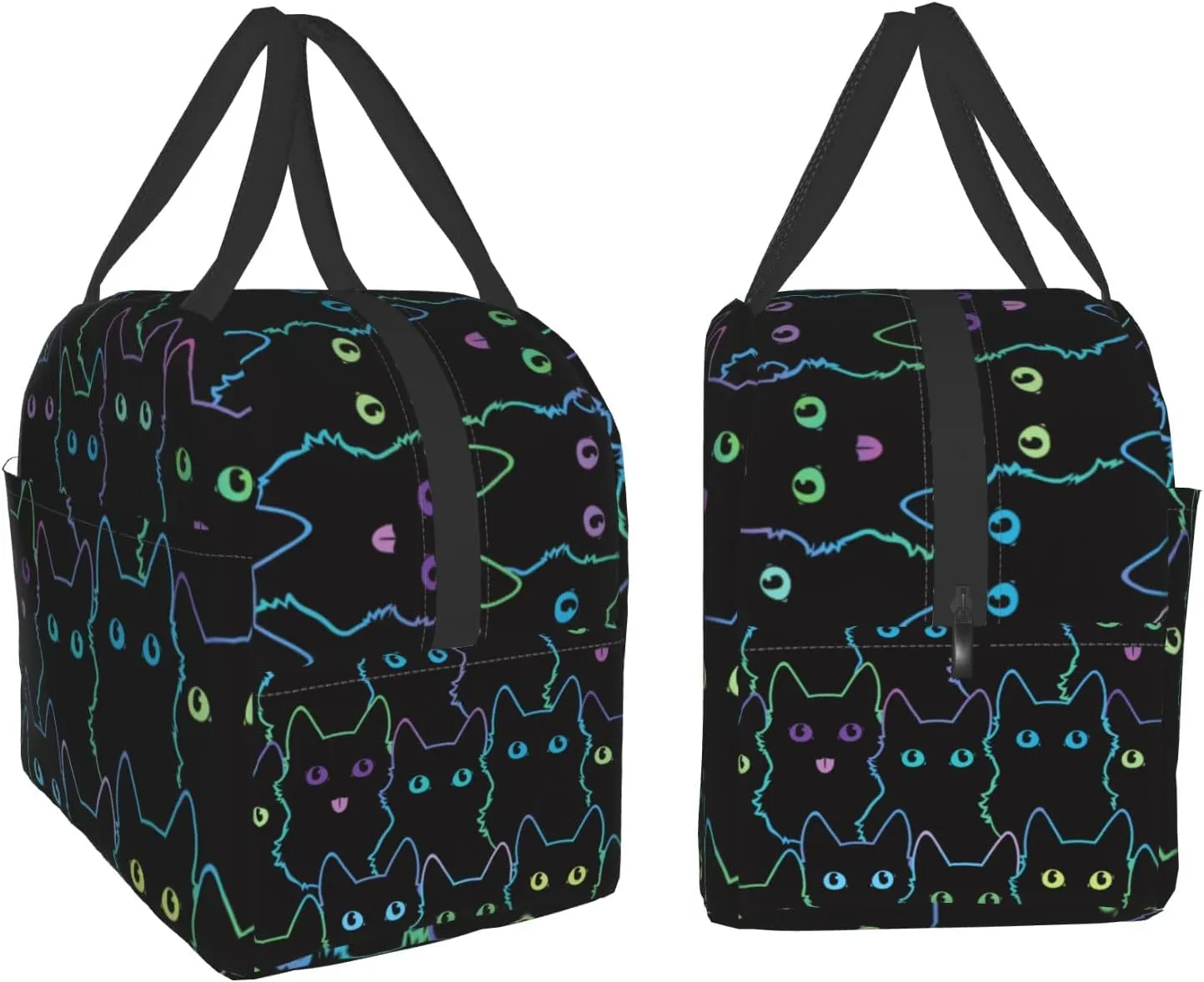 Nerxy Cat Lunch Bag Cute Leakproof Cooler Lunch Box Colorful Cat Silhouettes Insulated Meal Tote Kit Lunch Containers For School Office Picnic For Kids Adults Children,8.5x8x5 In(catLB230406)
