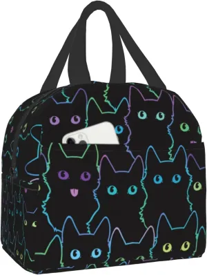 Nerxy Cat Lunch Bag Cute Leakproof Cooler Lunch Box Colorful Cat Silhouettes Insulated Meal Tote Kit Lunch Containers For School Office Picnic For Kids Adults Children,8.5x8x5 In(catLB230406)