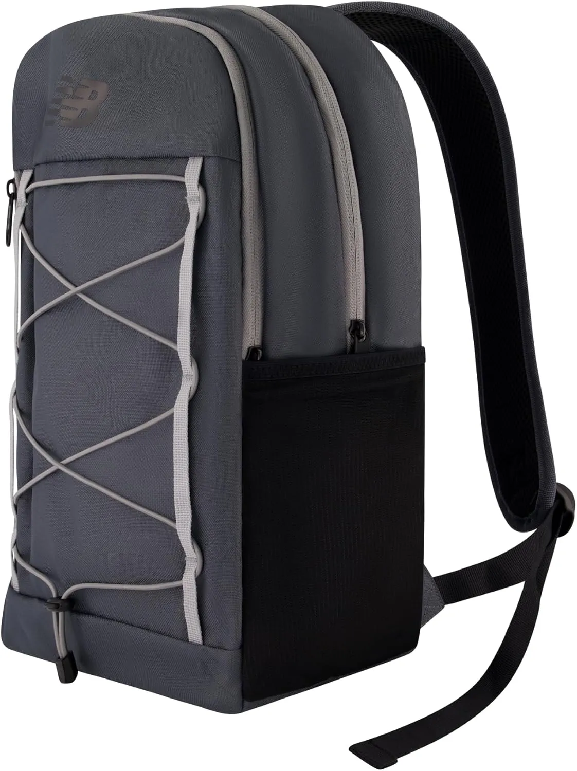 New Balance Laptop Backpack, Bungee Cord Computer Travel Bag for Men and Women, Grey, 17 Inch
