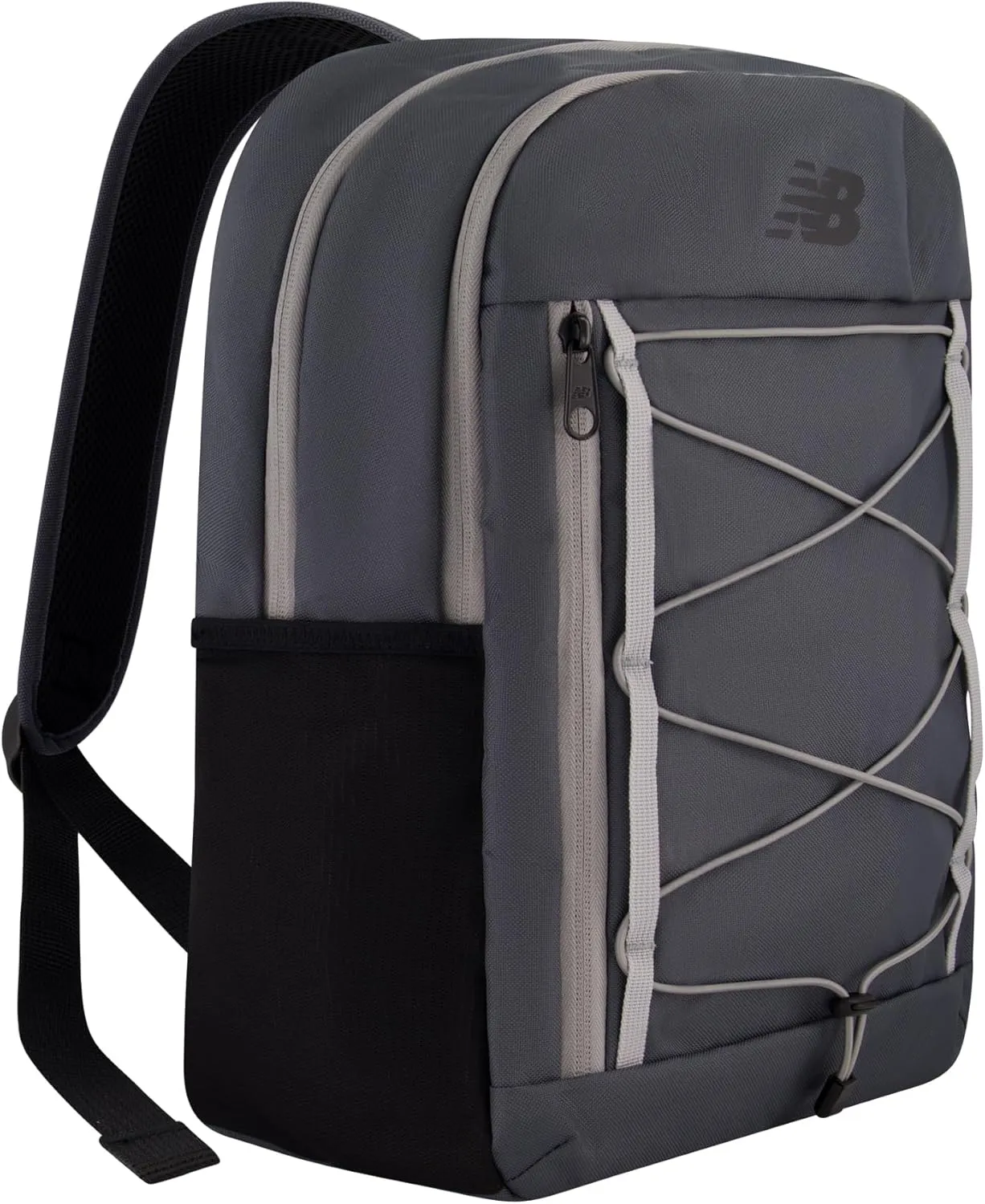 New Balance Laptop Backpack, Bungee Cord Computer Travel Bag for Men and Women, Grey, 17 Inch