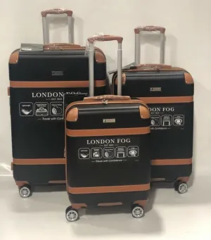 NEW LONDON FOG VINTAGE HARDSIDE SPINNER LIGHTWEIGHT 3 Piece LUGGAGE SET BLACK