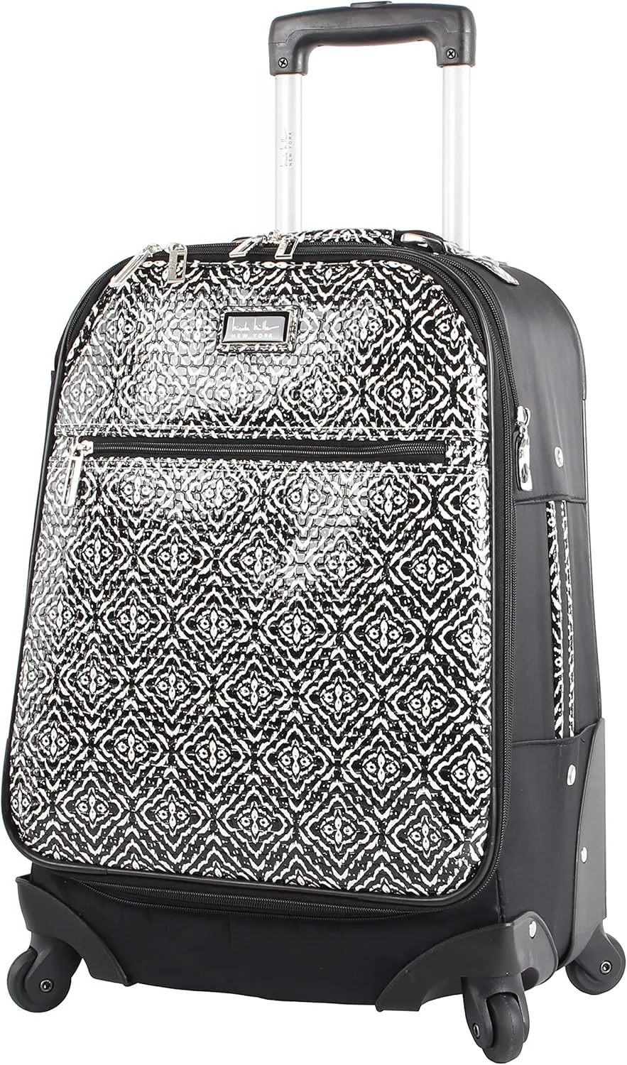 Nicole Miller Teagan 20" Long Bound Expandable Spinner Wheeled Suitcase (Black)