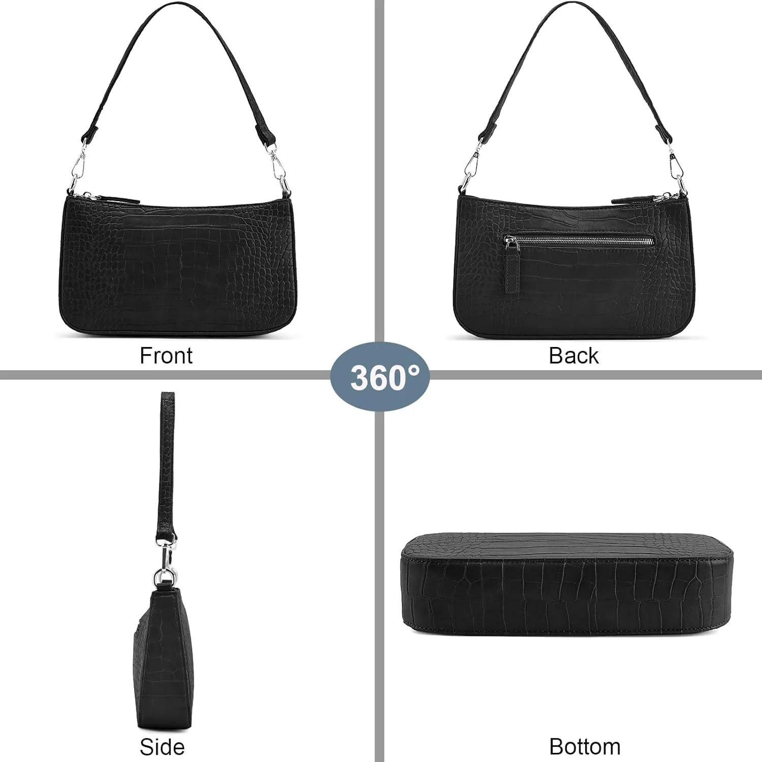 NIUEIMEE ZHOU Small Shoulder bag with 2 Removable Straps Cross Body Clutch Purse Handbag for Women