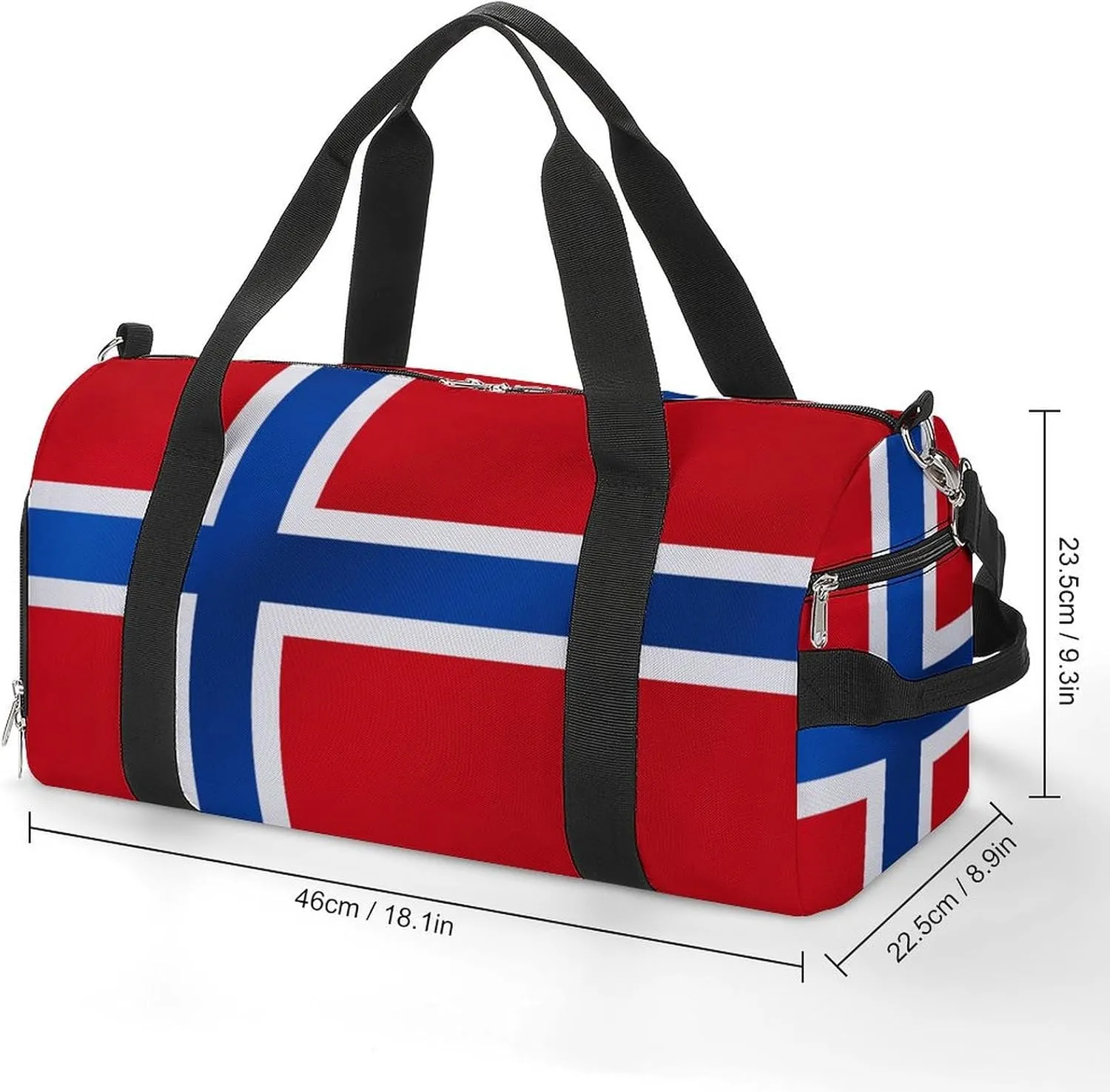Norway Flag Gym Duffel for Boys Girls with Shoe Compartment and Wet Pocket