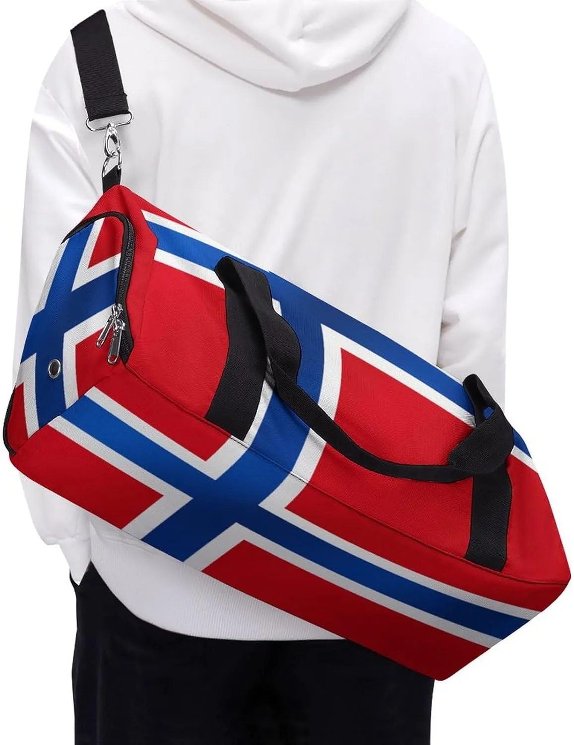 Norway Flag Gym Duffel for Boys Girls with Shoe Compartment and Wet Pocket