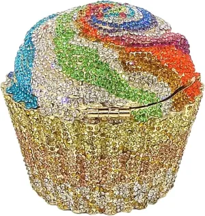 Novelty Cupcake Minaudiere Handbags Women Evening Bag Party Crystal Clutch Bag Bridal Rhinestone Clutch Purse,Mini