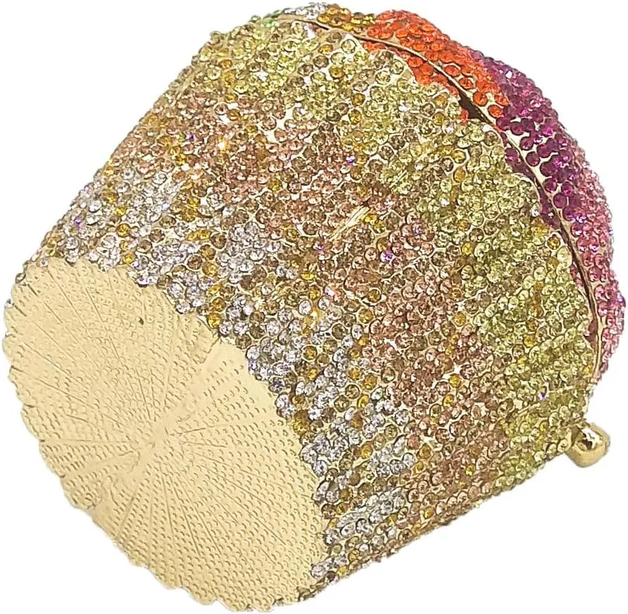Novelty Cupcake Minaudiere Handbags Women Evening Bag Party Crystal Clutch Bag Bridal Rhinestone Clutch Purse,Mini