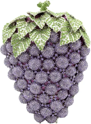 Novelty Grapes Crystal Clutch Bag Women Fruits Evening Handbags Bridal Party Rhinestone Clutch Purse Wedding Bag,Small