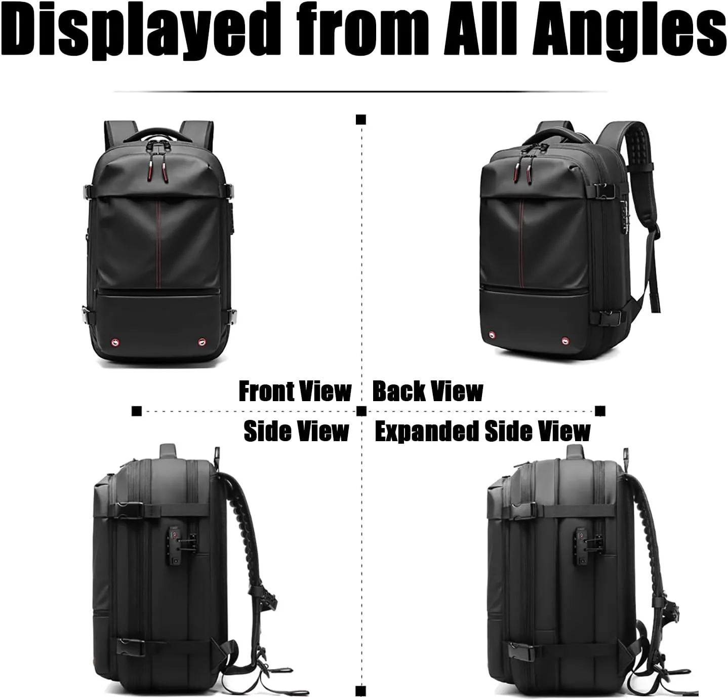 NUXMAW Vacpack Backpack, 60L Expandable Air Vacuum Backpack for Travel with Pump for Compression, Waterproof and Anti-Theft Laptop Backpack for Hiking, Business (Gray, No Air Pump)