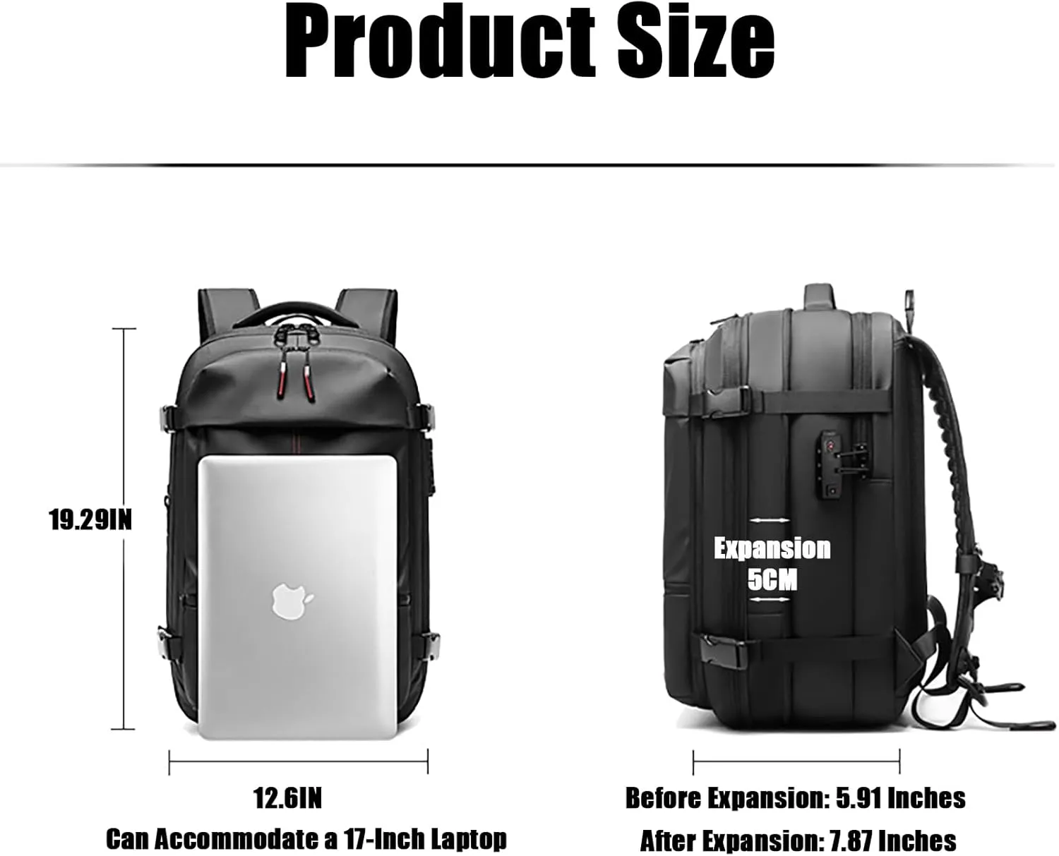 NUXMAW Vacpack Backpack, 60L Expandable Air Vacuum Backpack for Travel with Pump for Compression, Waterproof and Anti-Theft Laptop Backpack for Hiking, Business (Gray, No Air Pump)