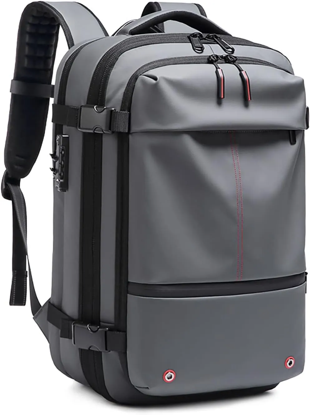 NUXMAW Vacpack Backpack, 60L Expandable Air Vacuum Backpack for Travel with Pump for Compression, Waterproof and Anti-Theft Laptop Backpack for Hiking, Business (Gray, No Air Pump)