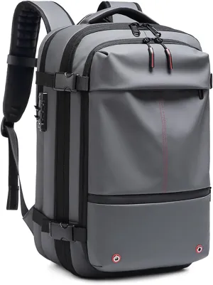NUXMAW Vacpack Backpack, 60L Expandable Air Vacuum Backpack for Travel with Pump for Compression, Waterproof and Anti-Theft Laptop Backpack for Hiking, Business (Gray, No Air Pump)