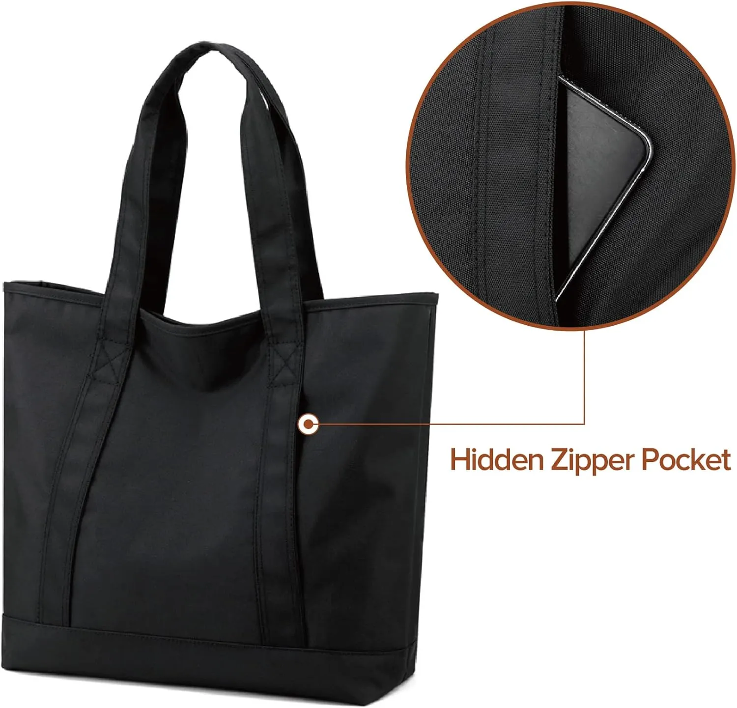 Nylon Tote Bag for Women Large Capacity Shoulder Bag Top Handle Handbag with Zipper for Work College Travel Daily