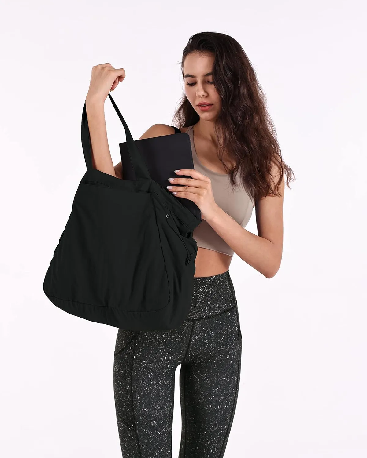 ODODOS 18L Side-Cinch Shopper Bags Lightweight Shoulder Bag Tote Handbag for Shopping Workout Beach Travel