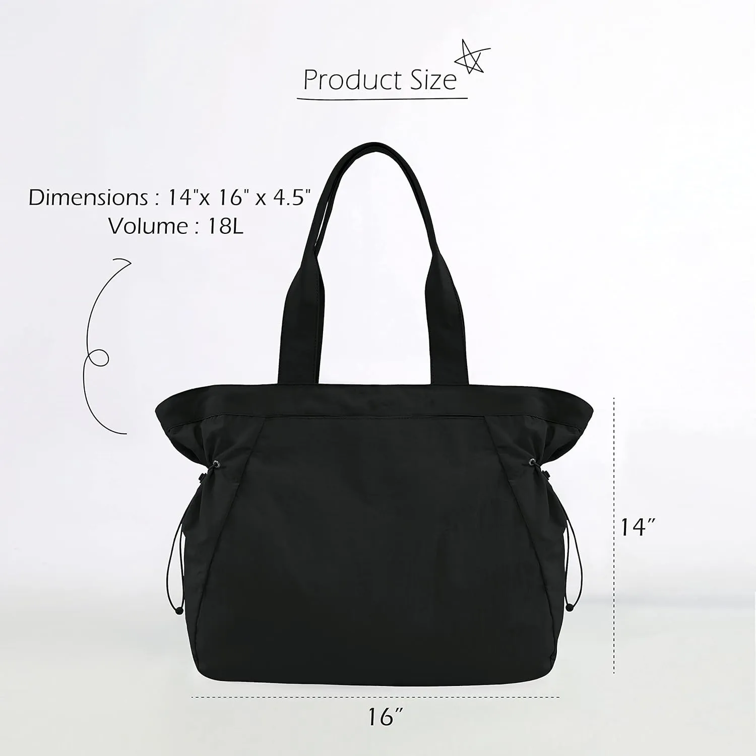ODODOS 18L Side-Cinch Shopper Bags Lightweight Shoulder Bag Tote Handbag for Shopping Workout Beach Travel