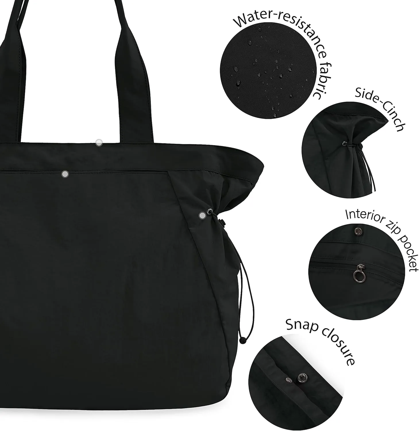 ODODOS 18L Side-Cinch Shopper Bags Lightweight Shoulder Bag Tote Handbag for Shopping Workout Beach Travel