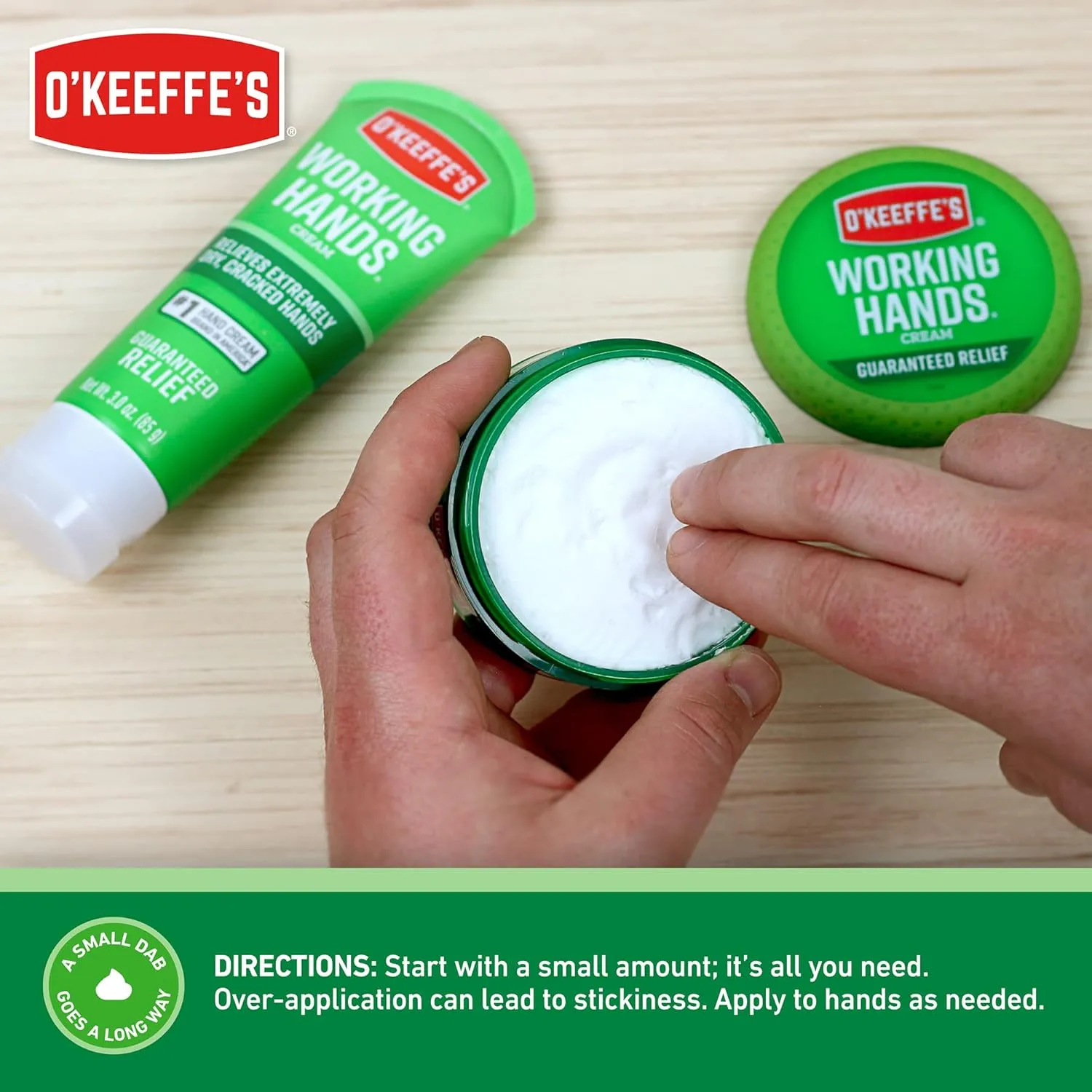O'Keeffe's Working Hands Hand Cream for Extreme Dryness - 3.4 oz Jar (2 Pack) - Repairing Skincare for Cracked, Dry Hands