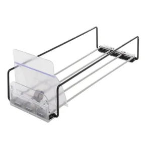 Open Sided Black Metal Expandable Wire Tray - 19" L x 5"-10" W x 5 1/2&quotF