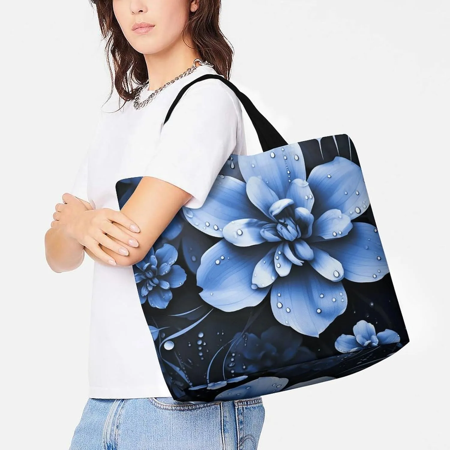 Orange Fish Pattern Tote Bag for Women Reusable Grocery Shoulder Bag Shopping Bags for Travel, Groceries
