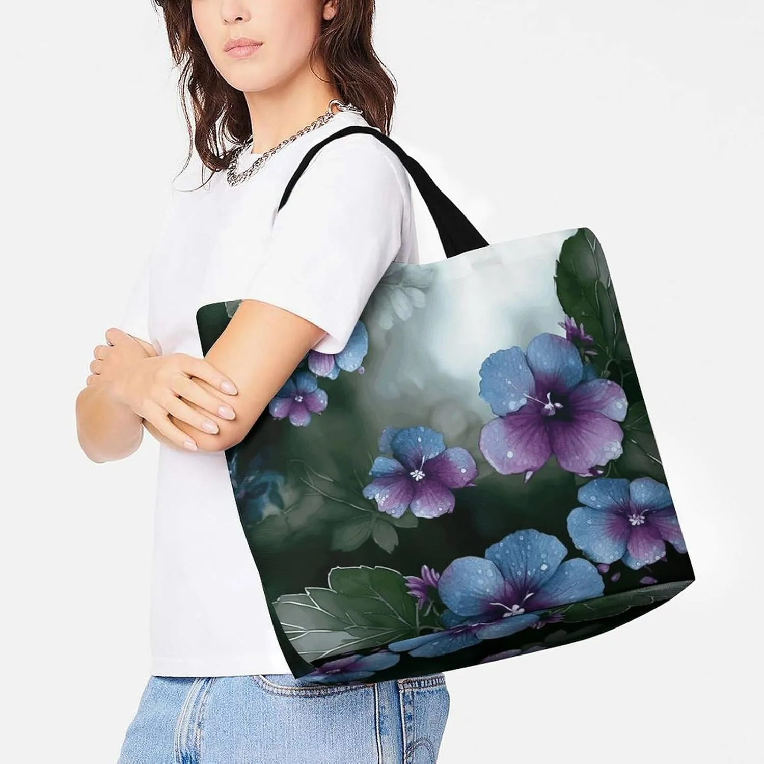 Orange Fish Pattern Tote Bag for Women Reusable Grocery Shoulder Bag Shopping Bags for Travel, Groceries
