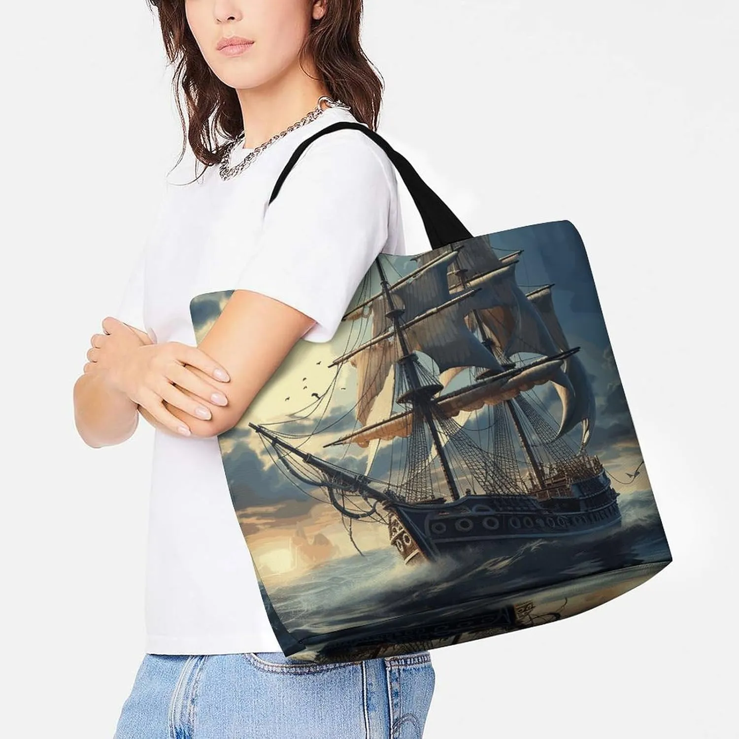 Orange Red Phoenix Tote Bag for Women Reusable Grocery Shoulder Bags Shopping Bag for Travel, Groceries