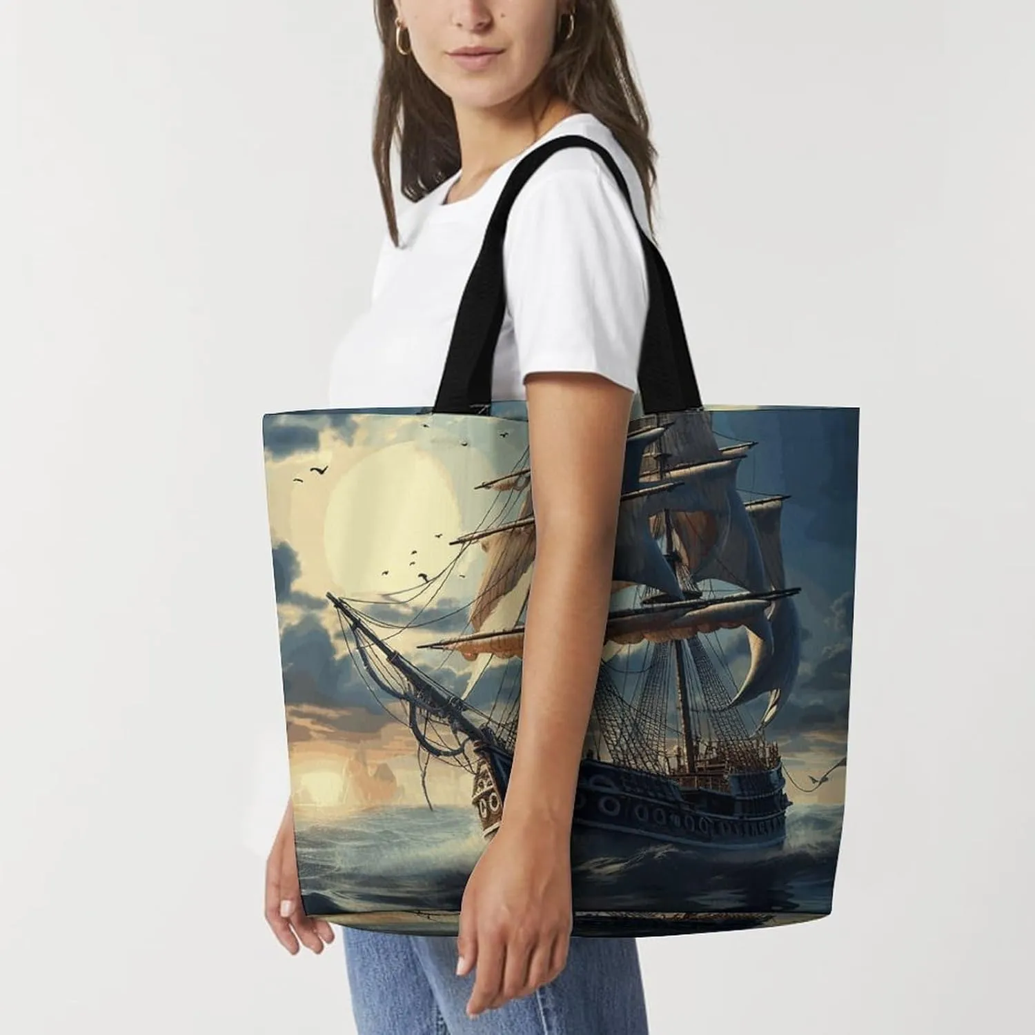 Orange Red Phoenix Tote Bag for Women Reusable Grocery Shoulder Bags Shopping Bag for Travel, Groceries