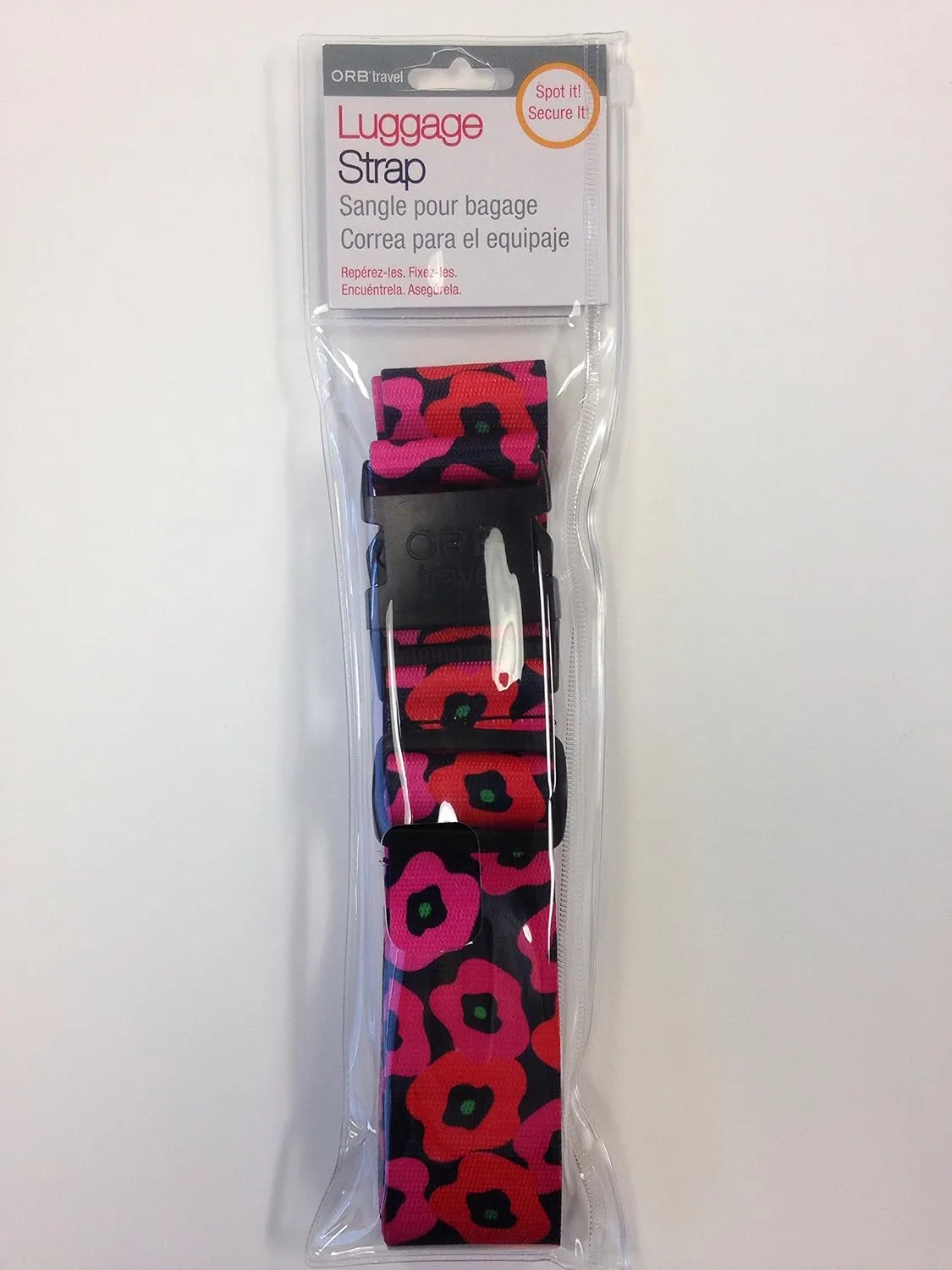 ORB Travel Premium Designer Luggage Strap -LS317-Poppies-Black/Red