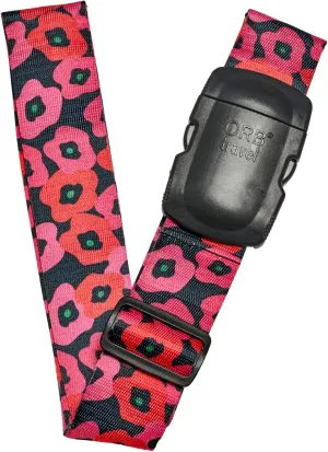 ORB Travel Premium Designer Luggage Strap -LS317-Poppies-Black/Red
