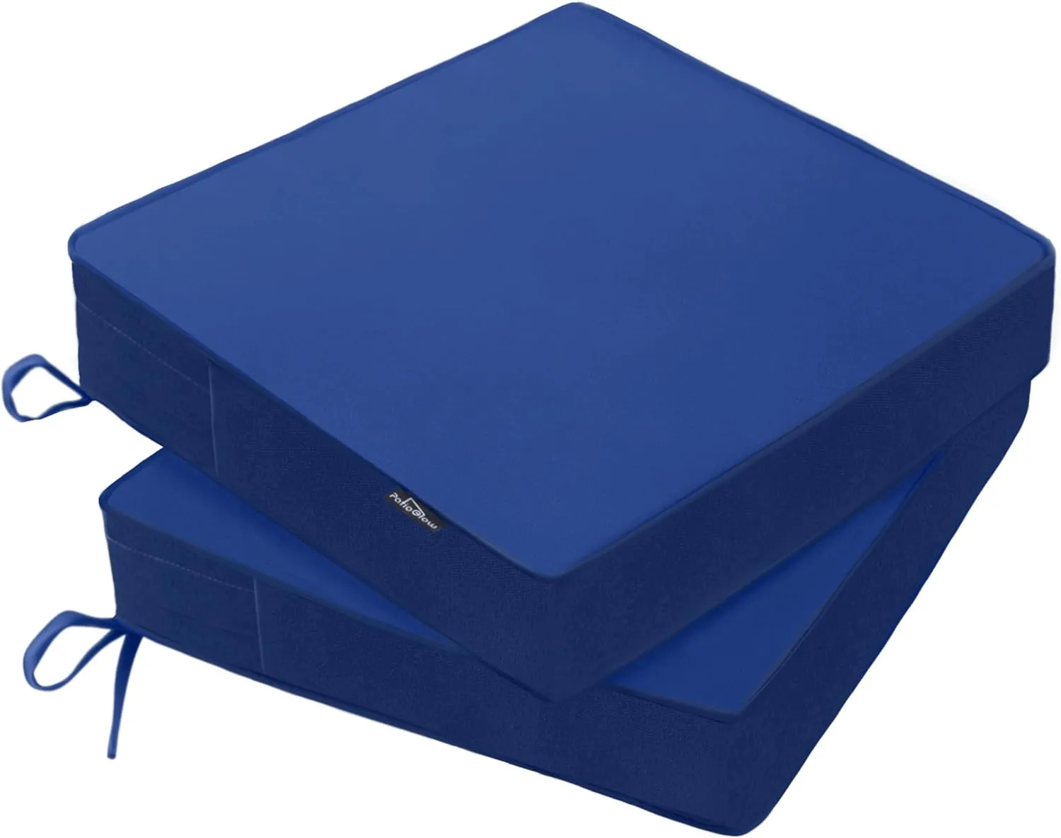 Outdoor Chair Cushions 19 x 19 x 3 Inch, Waterproof & Fade Resistant Patio Seat Cushion for Furniture with Handle and Ties, Thick Seating Pads for Outside Sofa Couch Set of 2, Blue