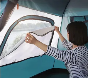 Outdoor Privacy Tent Camping Tent 3-4 Person,Pop Up Tent, Automatic Waterproof Tent with Porch, 2-Door Instant Tent for Family