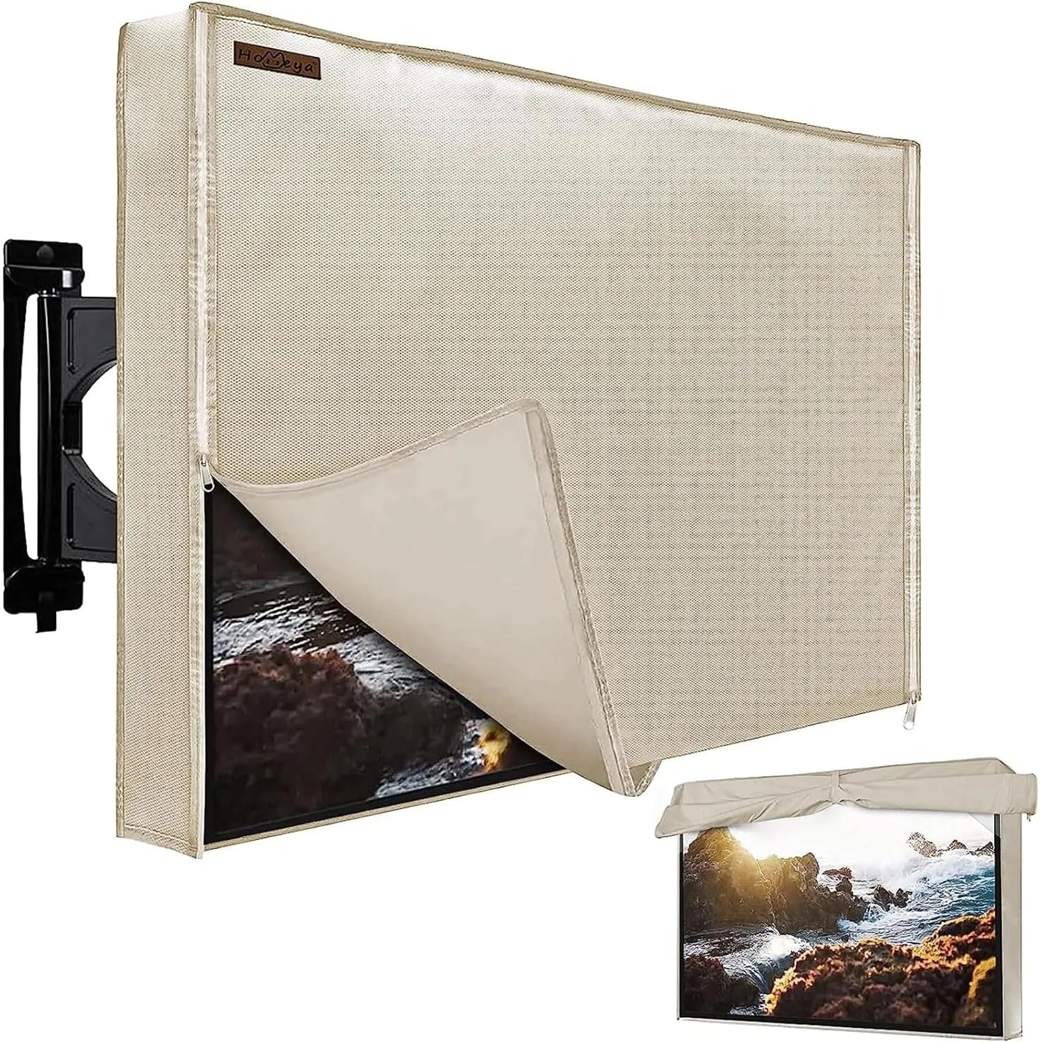 Outdoor TV Cover 80-85 Inches, HOMEYA 600D Heavy Duty Waterproof & Weatherproof TV Screen Protector with Double Zipper, Velcro Seal, Fits Most TV Mounts and Stands, for Outside LED LCD Flat Screen TVs