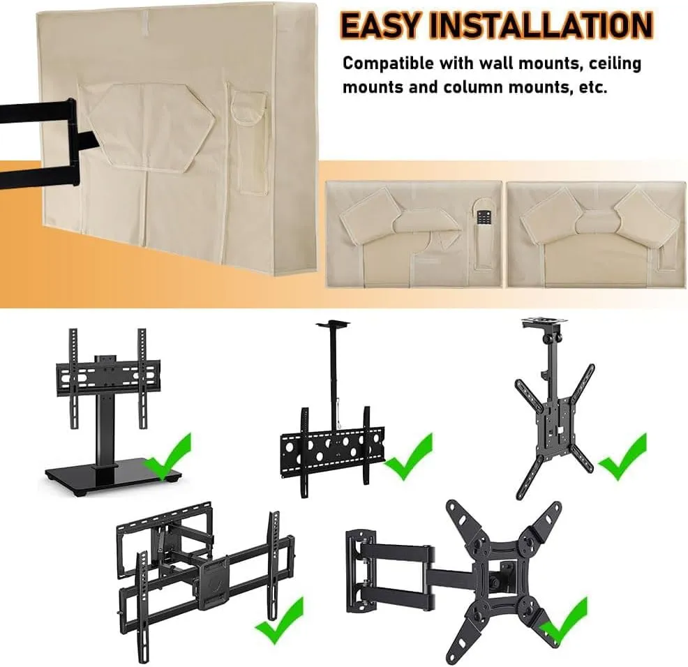Outdoor TV Cover 80-85 Inches, HOMEYA 600D Heavy Duty Waterproof & Weatherproof TV Screen Protector with Double Zipper, Velcro Seal, Fits Most TV Mounts and Stands, for Outside LED LCD Flat Screen TVs